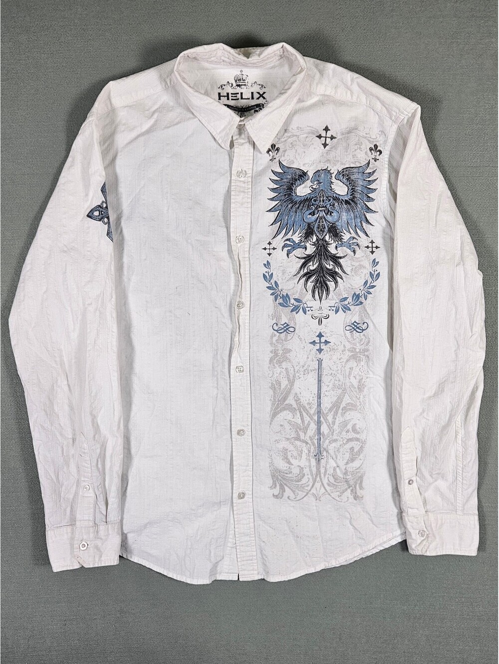 Helix Mens White Long Sleeve Redemption Graphic Button Up XXL